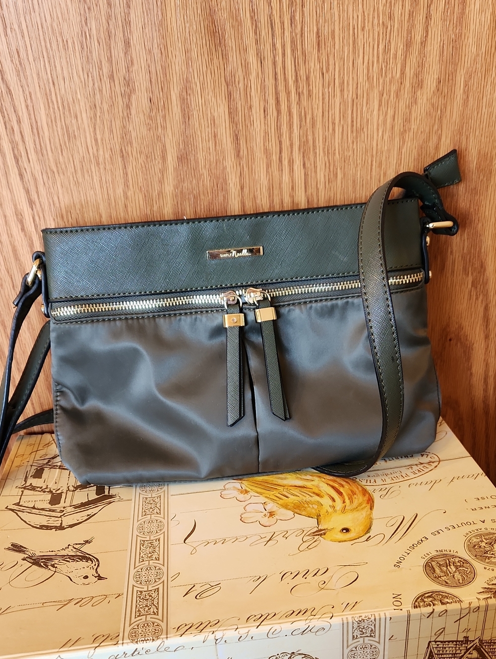 Simply Noelle Olive Green Crossbody with Gold Accents